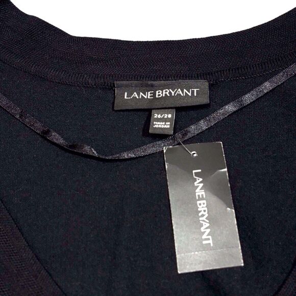 Lane Bryant Deep V Neck Sweater Womens Plus Size 26/28 Black NWT - Picture 3 of 9